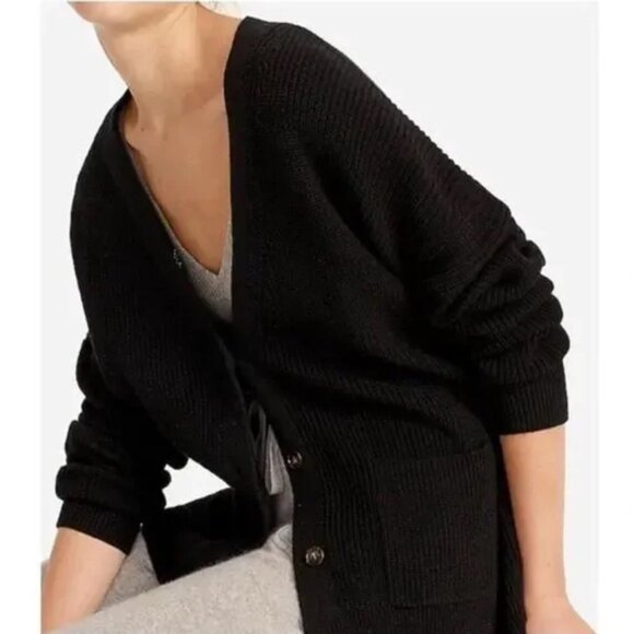J.Crew V-Neck Cashmere Cotton-Blend Cardigan – Black - Picture 4 of 12